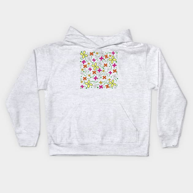 flower meadow colourful blooming blossom tendril floral pattern Kids Hoodie by rh_naturestyles
